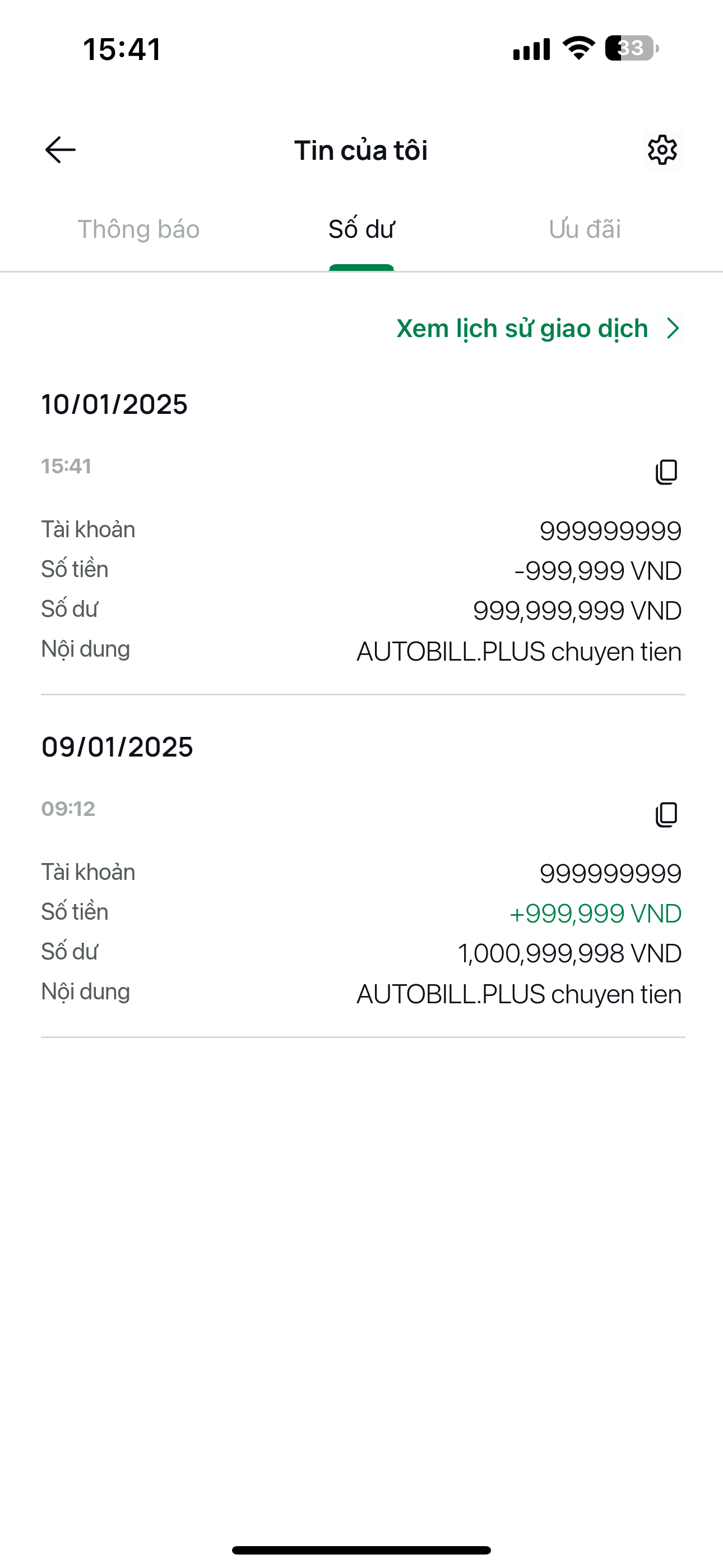 Demo bill